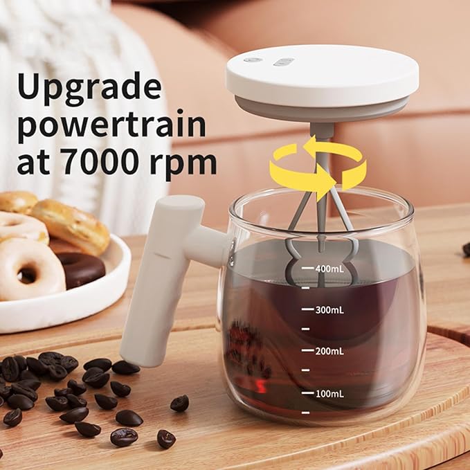Glass Electric Mixing Cup with Handle and Detachable Stirring Rod ( IMPORTED )